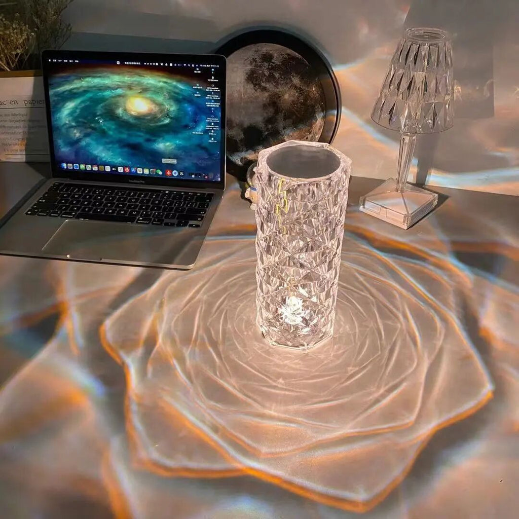 Modern Transparent Led Touch Control Crystal Bedside Table Lamp