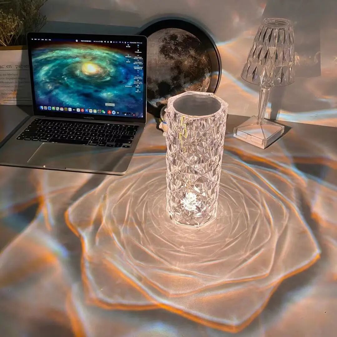 Modern Transparent Led Touch Control Crystal Bedside Table Lamp