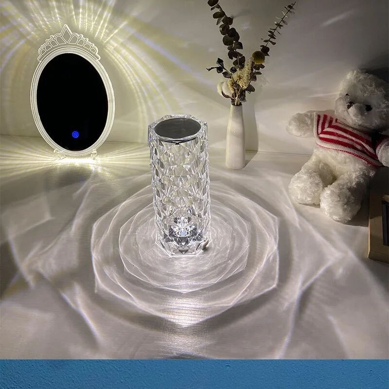 Modern Transparent Led Touch Control Crystal Bedside Table Lamp