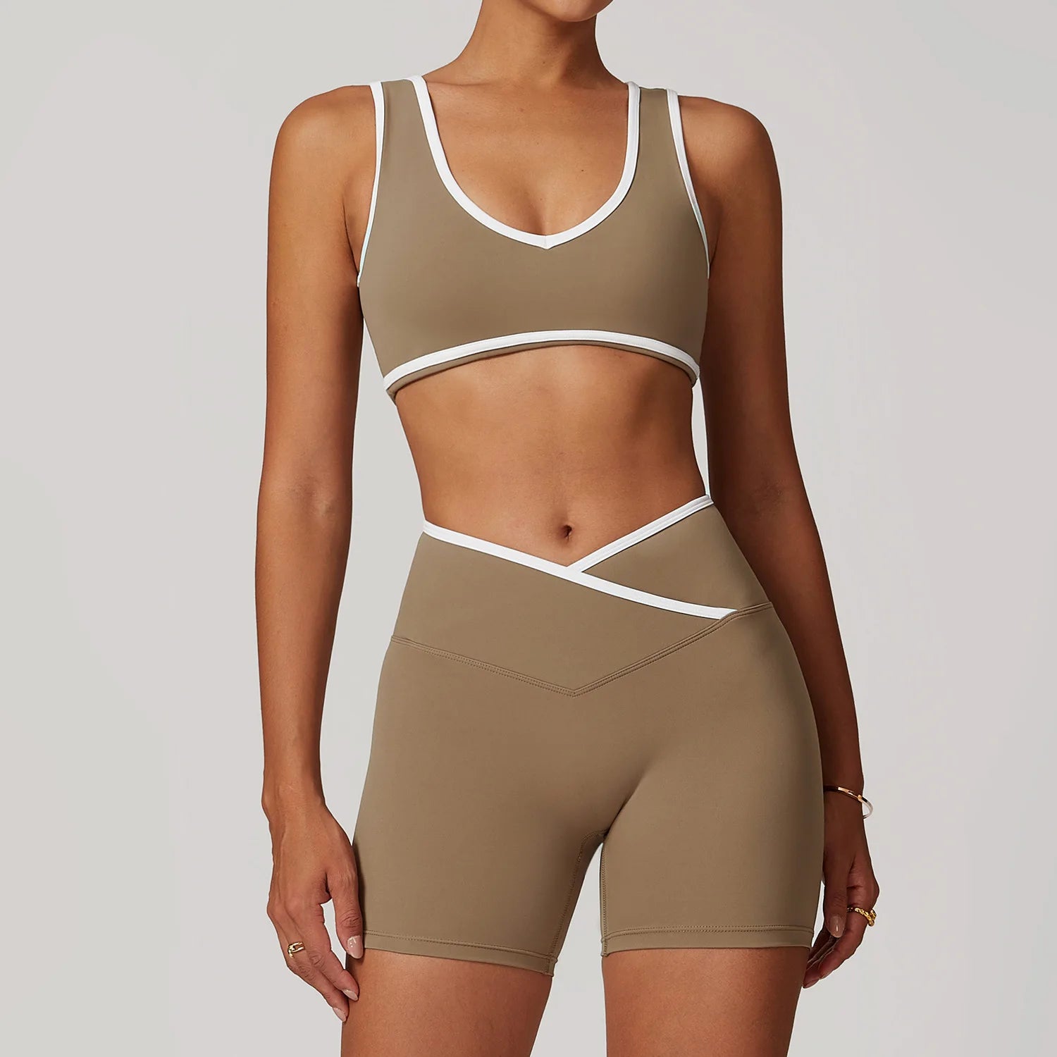 High Waist Yoga Outfit Women Crop Top Bra Gym Leggings or Shorts