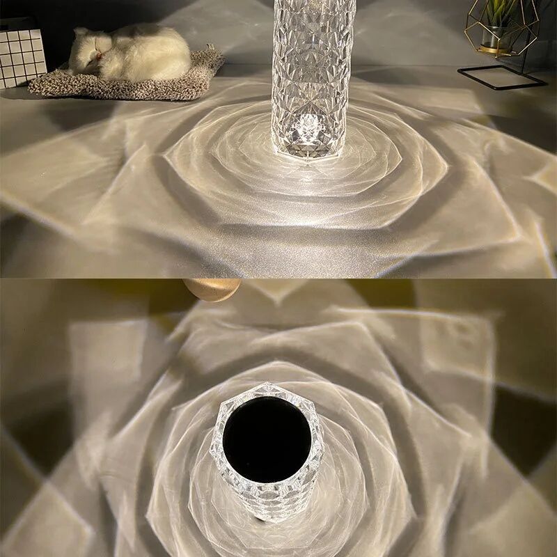 Modern Transparent Led Touch Control Crystal Bedside Table Lamp
