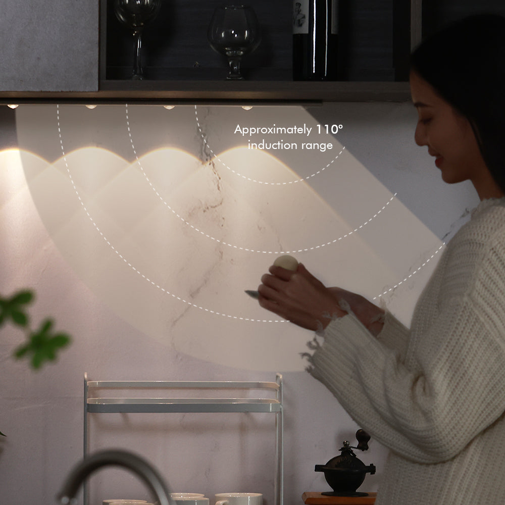 Cabinet Lights, Under Counter Closet Lights with Motion Sensor, Rechargeable Cat's Eye Hill Corrugated Light